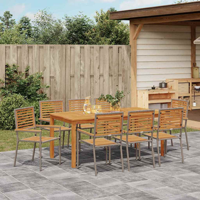 Set de masă pentru grădină 9 pcs Gri Lemn Solid de Acacia - WALTI WALTI