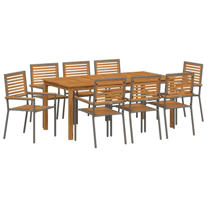 Set de masă pentru grădină 9 pcs Gri Lemn Solid de Acacia - WALTI WALTI