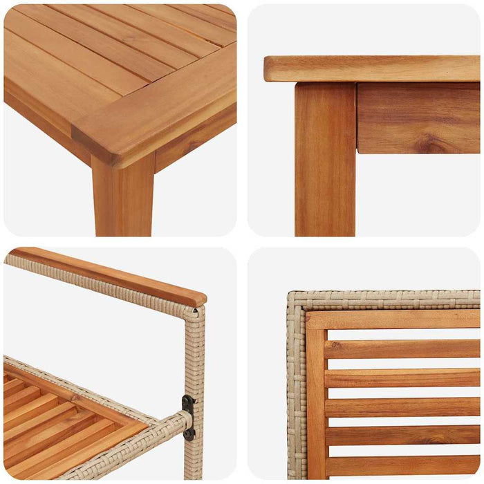 Set de masă pentru grădină 9 pcs Bej Lemn Solid de Acacia - WALTI WALTI