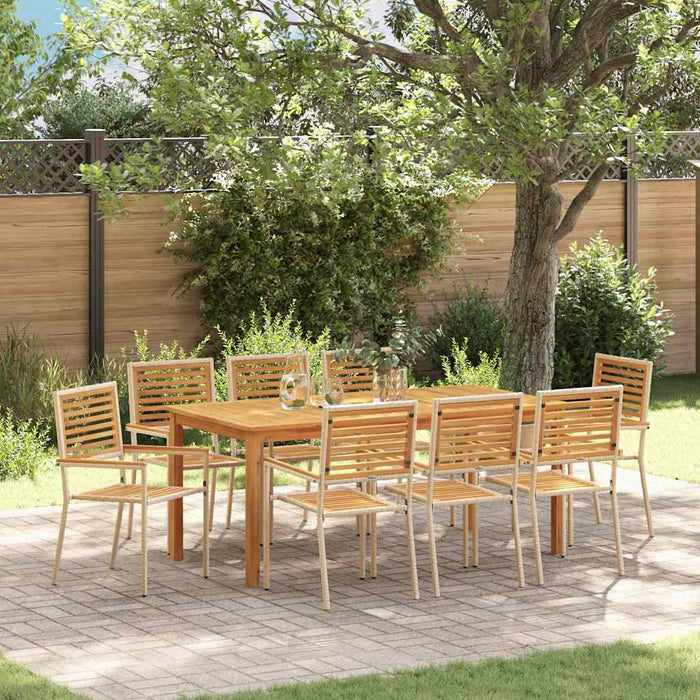 Set de masă pentru grădină 9 pcs Bej Lemn Solid de Acacia - WALTI WALTI