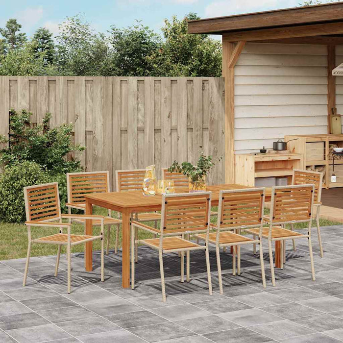 Set de masă pentru grădină 9 pcs Bej Lemn Solid de Acacia - WALTI WALTI