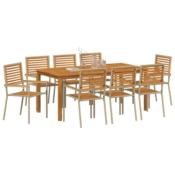 Set de masă pentru grădină 9 pcs Bej Lemn Solid de Acacia - WALTI WALTI