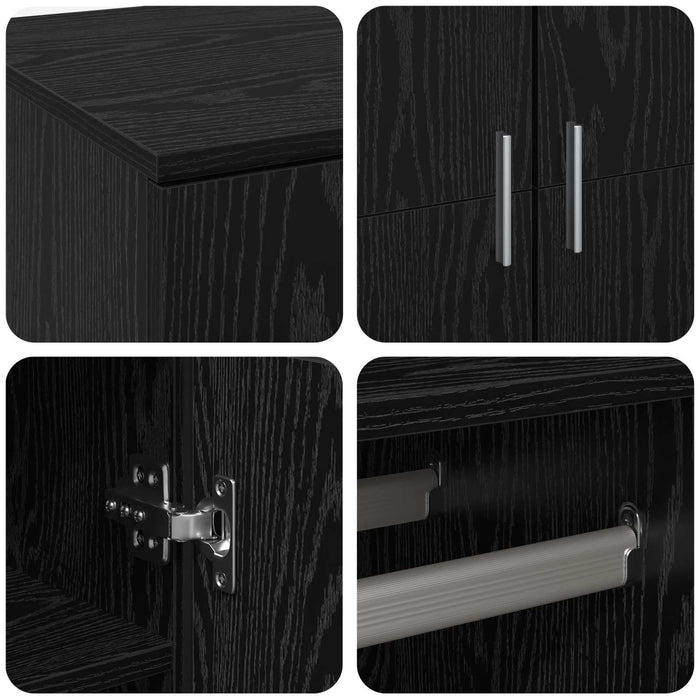 Bufet cu raft Stejar negru 80 x 39 x 178 cm Lemn compozit - WALTI WALTI