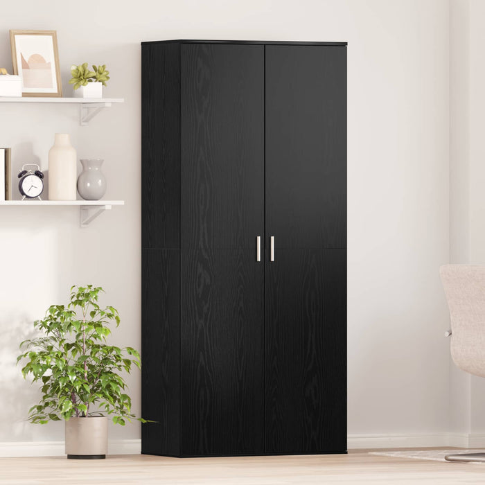 Bufet cu raft Stejar negru 80 x 39 x 178 cm Lemn compozit - WALTI WALTI