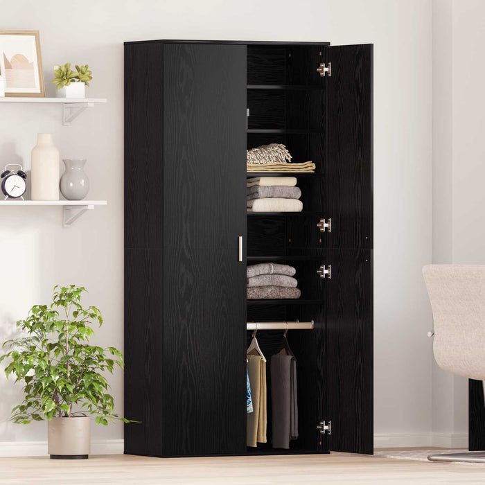 Bufet cu raft Stejar negru 80 x 39 x 178 cm Lemn compozit - WALTI WALTI