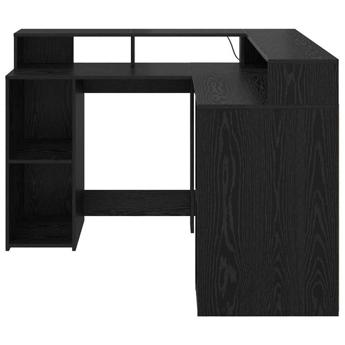 Birou cu raft Stejar negru 130 x 130 x 91 cm Lemn compozit - WALTI WALTI