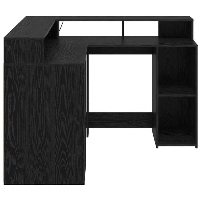 Birou cu raft Stejar negru 130 x 130 x 91 cm Lemn compozit - WALTI WALTI