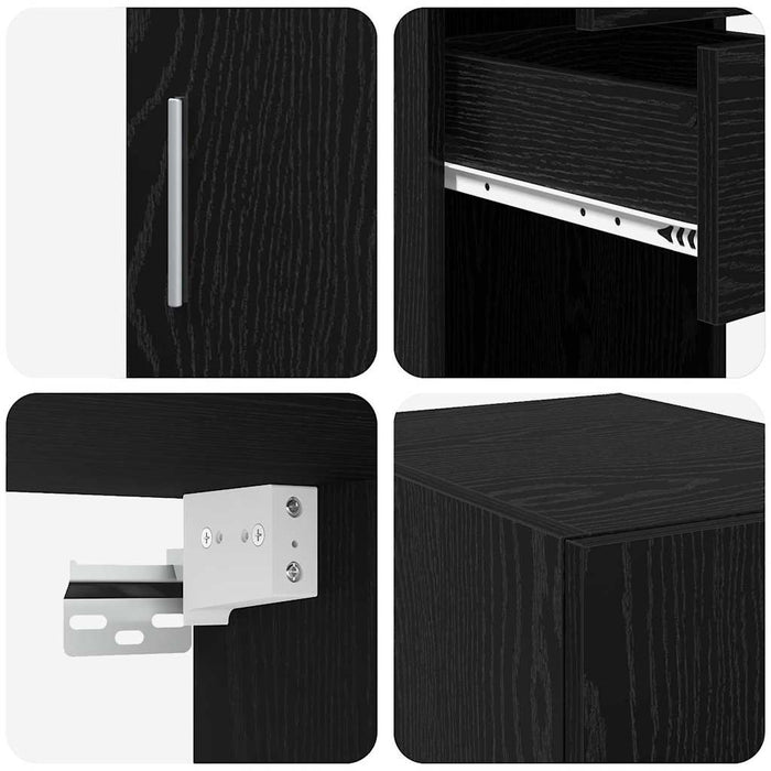 Cabinet de Depozitare Slim vidaXL Stejar Negru 30x42.5x225 cm Lemn Stratificat - WALTI WALTI