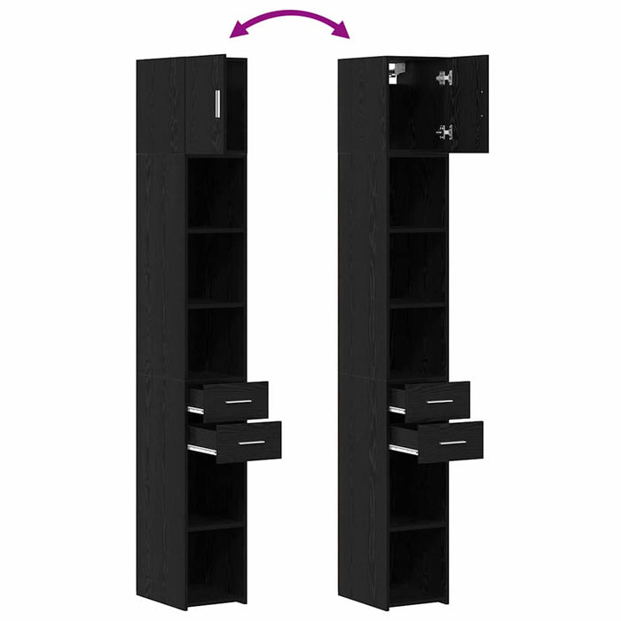 Cabinet de Depozitare Slim vidaXL Stejar Negru 30x42.5x225 cm Lemn Stratificat - WALTI WALTI