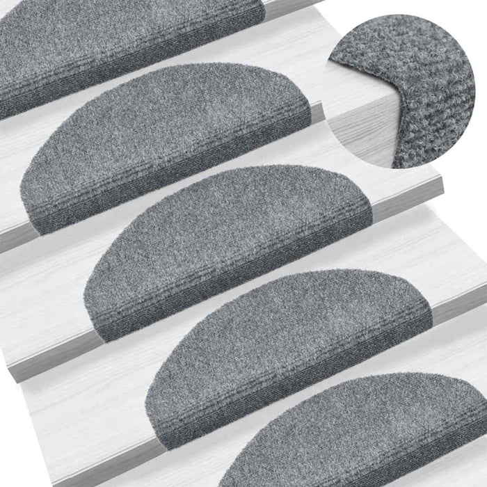 Covorașe autoadezive pentru scări, 20 buc., 65x21x4 cm, gri deschis, semirotunde, mari - WALTI WALTI