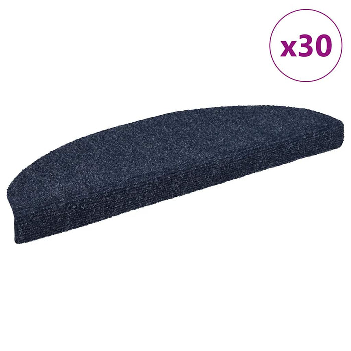 Covorașe autoadezive pentru scări, 30 buc., 65x21x4 cm, albastru, semirotunde, mari WALTI