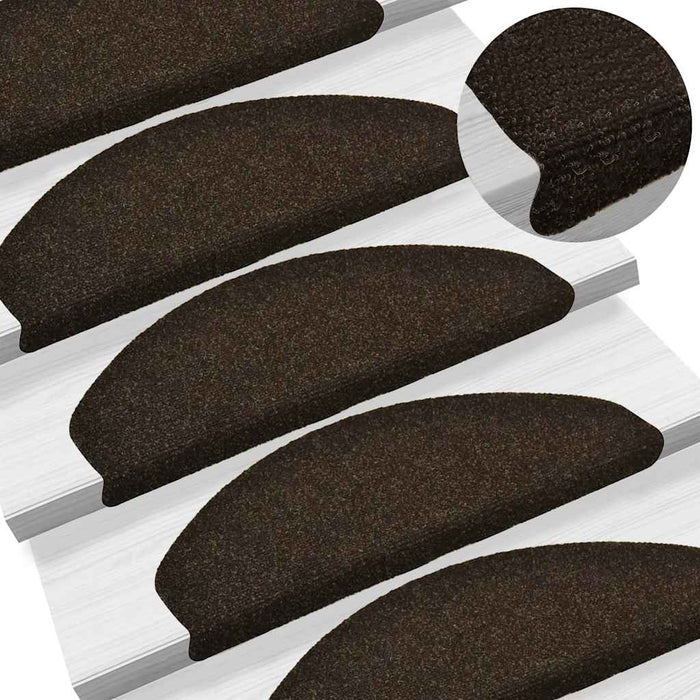 Covorașe pentru scări autoadezive, 30 buc., 65x21x4 cm, maro închis, semirotunde, mari WALTI