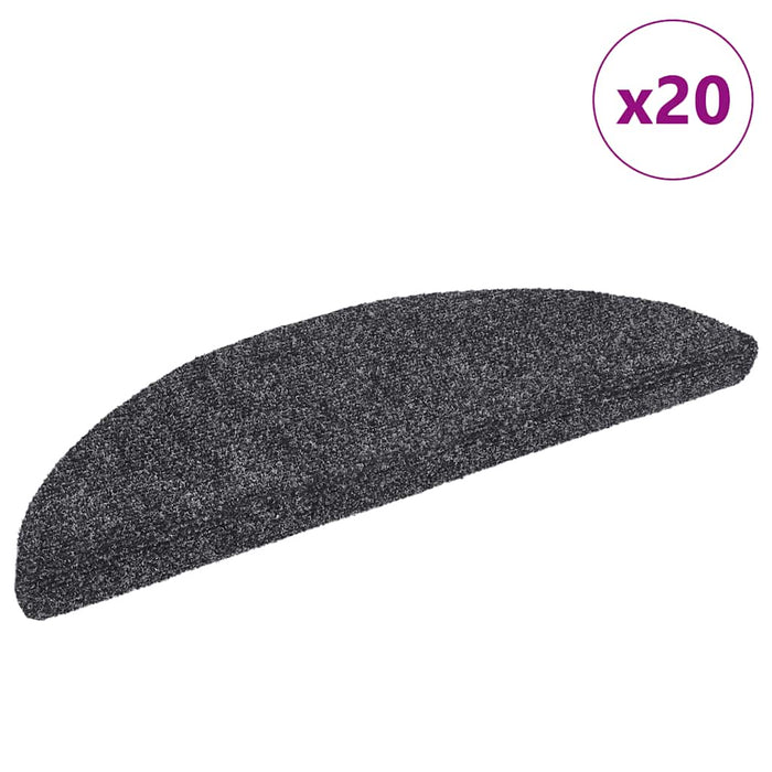 Covorașe autoadezive pentru scări, 20 buc., 56x17x3 cm, gri închis, semirotunde WALTI