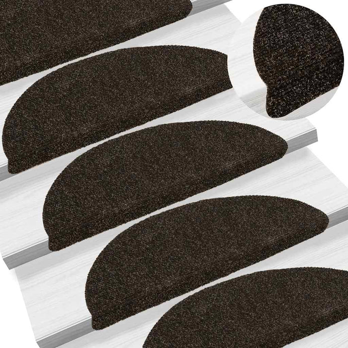 Covorașe autoadezive pentru scări, 30 buc., 56x17x3 cm, maro închis, semirotunde WALTI