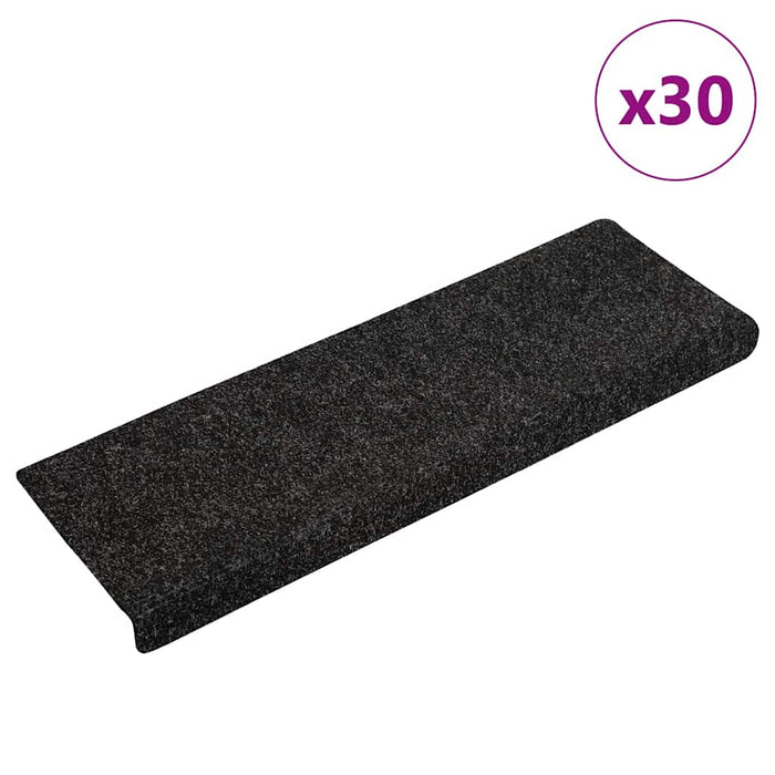 Covorașe scări autoadezive, 30 buc., 65x21x4 cm, margini dreptunghiulare negre - WALTI WALTI