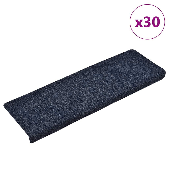 Covorașe scări autoadezive, 30 buc., 65x21x4 cm, margini dreptunghiulare albastre WALTI