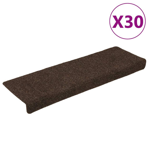 Covorașe scări autoadezive, 30 buc., 65x21x4 cm, maro, cu margini dreptunghiulare - WALTI WALTI