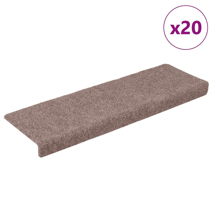 Covorașe autoadezive pentru scări, 20 buc., 65x21x4 cm, margini dreptunghiulare, maro deschis WALTI