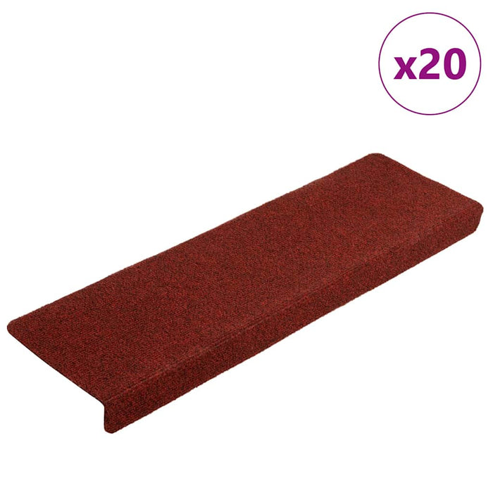 Covorașe pentru scări autoadezive, 20 buc., 65x21x4 cm, margini dreptunghiulare, roșu bordeaux - WALTI WALTI