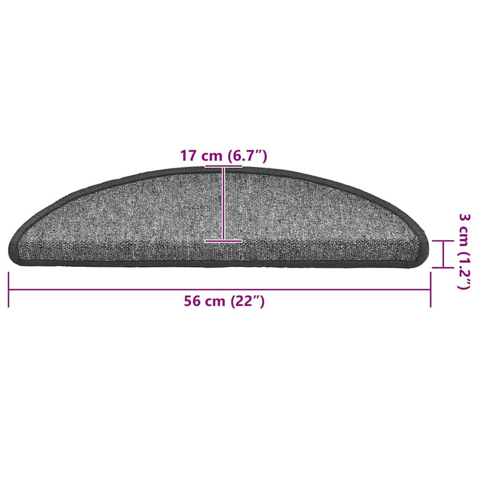 Covorașe pentru scări, 30 buc., 56x17x3 cm, gri închis, semirotunde - WALTI WALTI