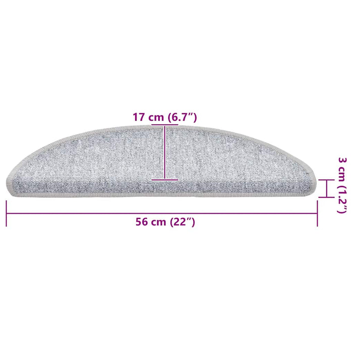 Covorașe pentru scări, 30 buc., 56x17x3 cm, gri deschis, semirotunde - WALTI WALTI