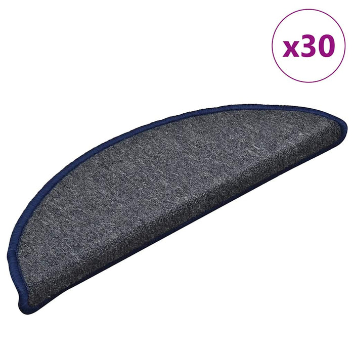 Covorașe pentru scări, 30 buc., 56x17x3 cm, gri închis și albastru, semirotunde - WALTI WALTI