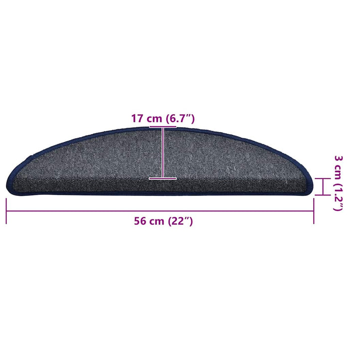 Covorașe pentru scări, 30 buc., 56x17x3 cm, gri închis și albastru, semirotunde - WALTI WALTI