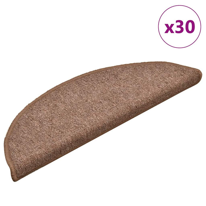 Covorașe pentru scări, 30 buc., 56x17x3 cm, maro, semirotunde - WALTI WALTI