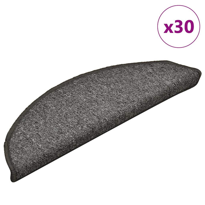 Covorașe pentru scări, 30 buc., 56x17x3 cm, gri închis, semirotunde - WALTI WALTI