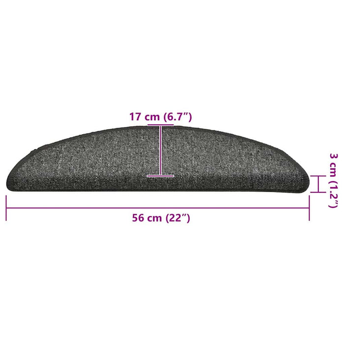 Covorașe pentru scări, 30 buc., 56x17x3 cm, gri închis, semirotunde - WALTI WALTI