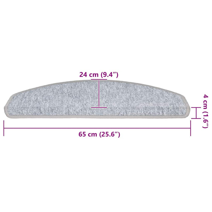 Covorașe pentru scări, 30 buc., 65x24x4 cm, gri deschis, semirotunde, mari - WALTI WALTI
