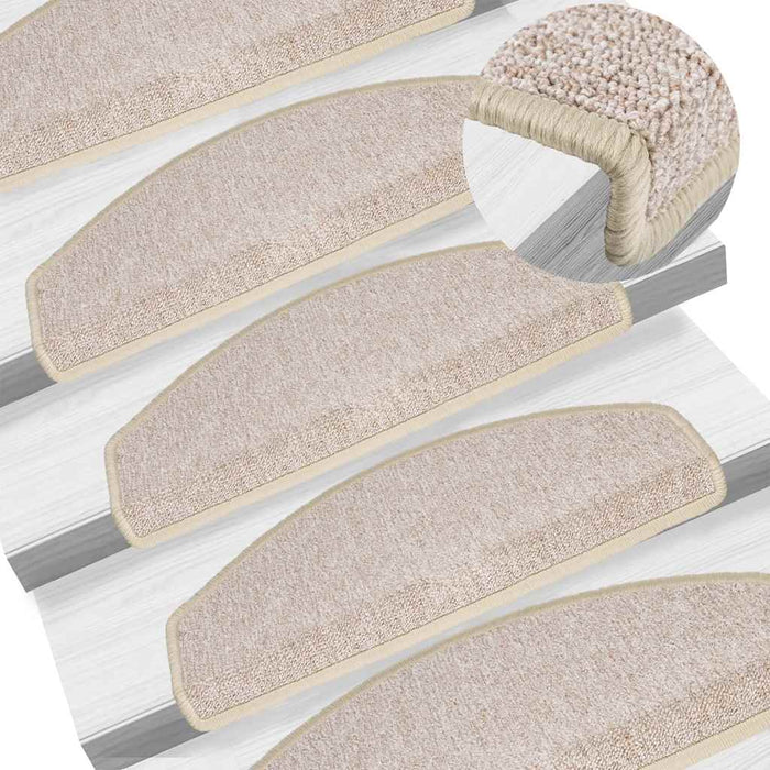 Covorașe pentru scări, 30 buc., 65x24x4 cm, semirotunde, maro taupe, mari WALTI