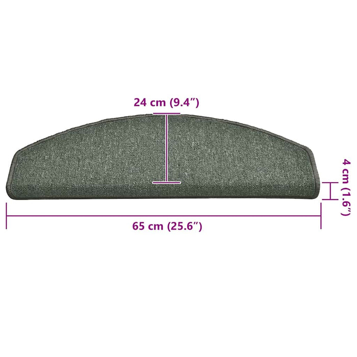 Covorașe pentru scări, 30 buc., 65x24x4 cm, verde închis, semirotunde, mari - WALTI WALTI