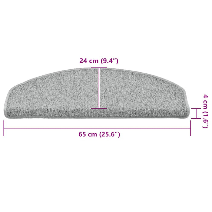 Covorașe pentru scări, 30 buc., 65x24x4 cm, gri deschis, semirotunde, mari - WALTI WALTI