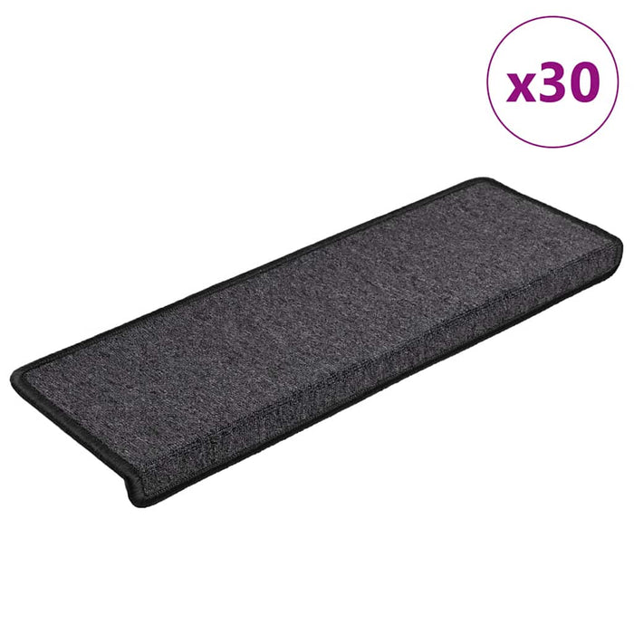 Covorașe pentru scări, 30 buc., 65x21x4 cm, antracit, cu margini dreptunghiulare WALTI