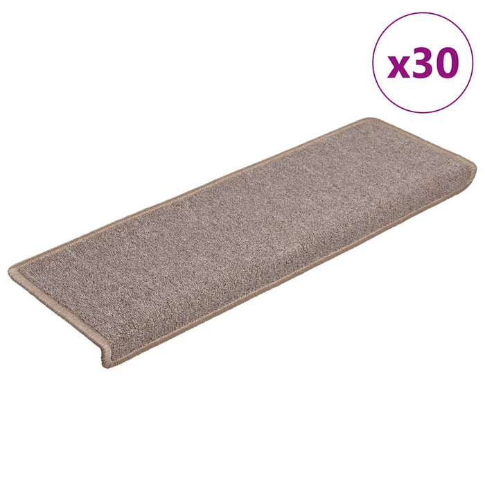 Covorașe pentru scări, 30 buc., 65x21x4 cm, maro deschis, cu margini dreptunghiulare WALTI