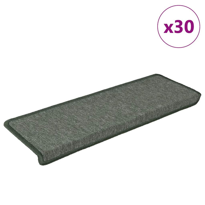 Covorașe pentru scări, 30 buc., 65x21x4 cm, verde închis, cu margini dreptunghiulare WALTI