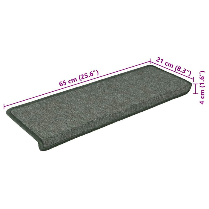 Covorașe pentru scări, 30 buc., 65x21x4 cm, verde închis, cu margini dreptunghiulare WALTI