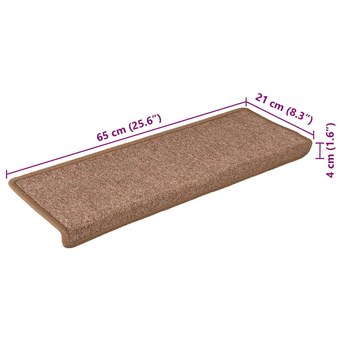Covorașe pentru scări, 30 buc., 65x21x4 cm, maro, cu margini dreptunghiulare WALTI