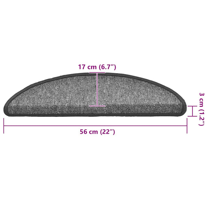 Covorașe pentru scări, 20 buc., 56x17x3 cm, gri închis, semirotunde - WALTI WALTI