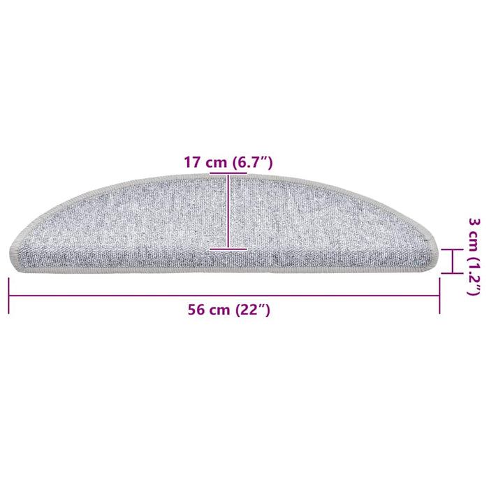 Covorașe pentru scări, 20 buc., 56x17x3 cm, gri deschis, semirotunde - WALTI WALTI