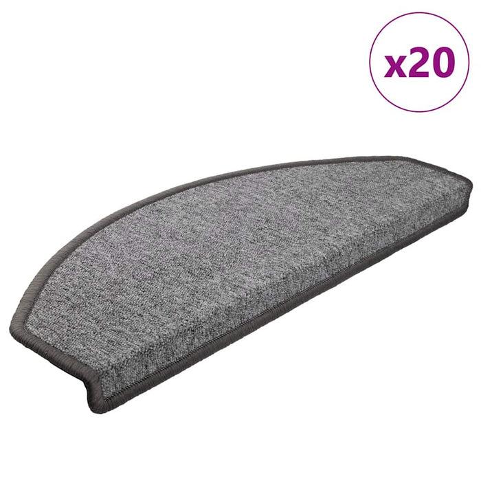 Covorașe pentru scări, 20 buc., 65x24x4 cm, gri închis, semirotunde, mari - WALTI WALTI