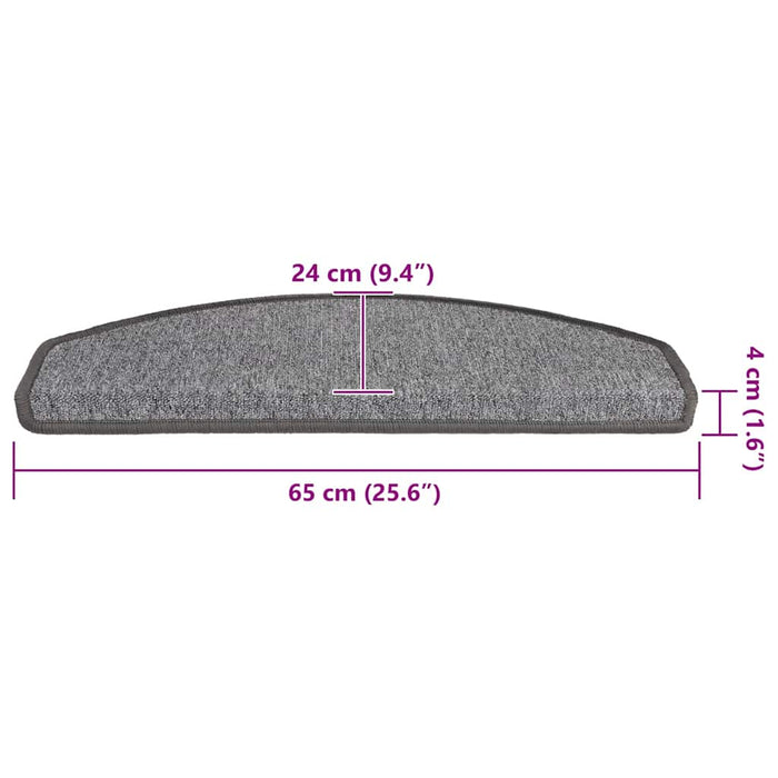Covorașe pentru scări, 20 buc., 65x24x4 cm, gri închis, semirotunde, mari - WALTI WALTI