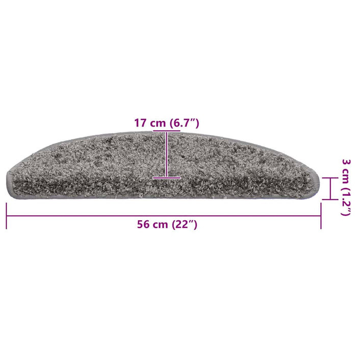 Covorașe pentru scări, 30 buc., 56x17x3 cm, gri, semirotunde - WALTI WALTI