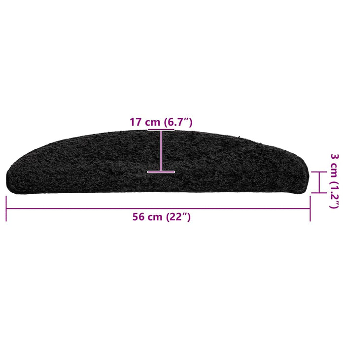 Covorașe pentru scări, 30 buc., 56x17x3 cm, negre, semirotunde - WALTI WALTI