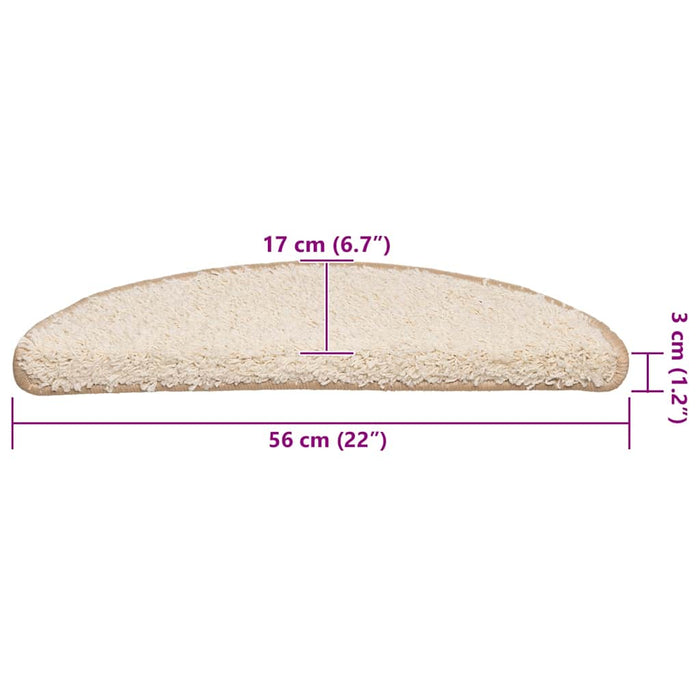Covorașe pentru scări, 30 buc., 56x17x3 cm, crem, semirotunde - WALTI WALTI