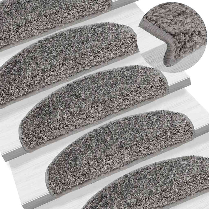 Covorașe pentru scări, 30 buc., 65x21x4 cm, gri, semirotunde, mari - WALTI WALTI