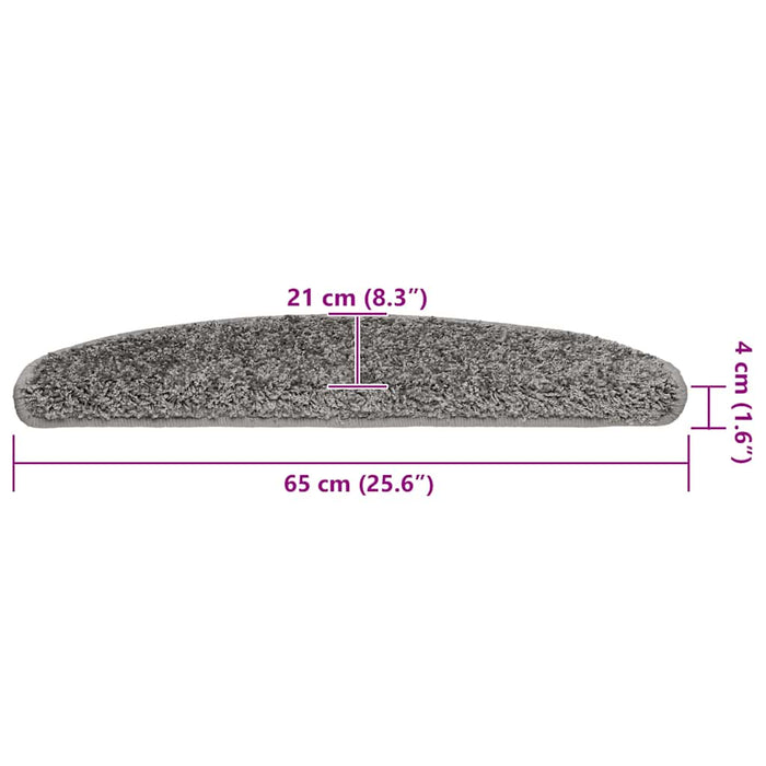 Covorașe pentru scări, 30 buc., 65x21x4 cm, gri, semirotunde, mari - WALTI WALTI