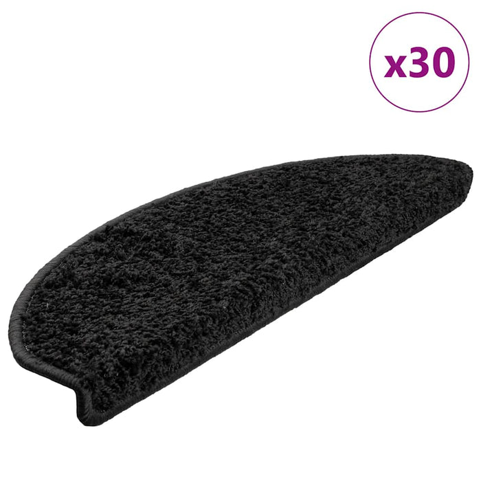 Covorașe pentru scări, 30 buc., 65x21x4 cm, negru, semirotunde, mari - WALTI WALTI