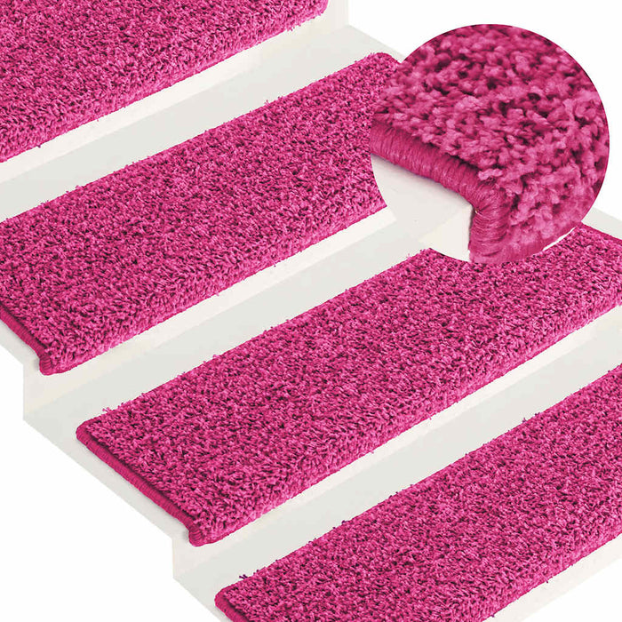 Covorașe pentru scări, 30 buc., 65x21x4 cm, roz, cu margini dreptunghiulare - WALTI WALTI
